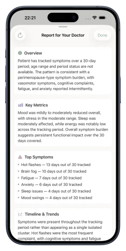 Perimosa doctor report screen