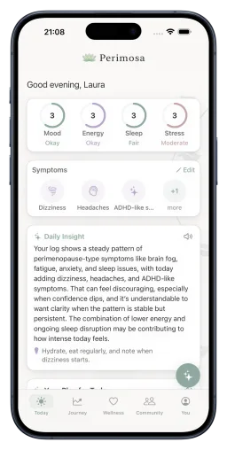 Perimosa app daily check-in